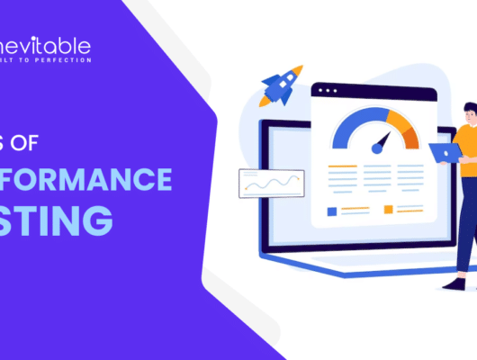 Featured image of a blog with illustration and written text of Types of Performance Testing